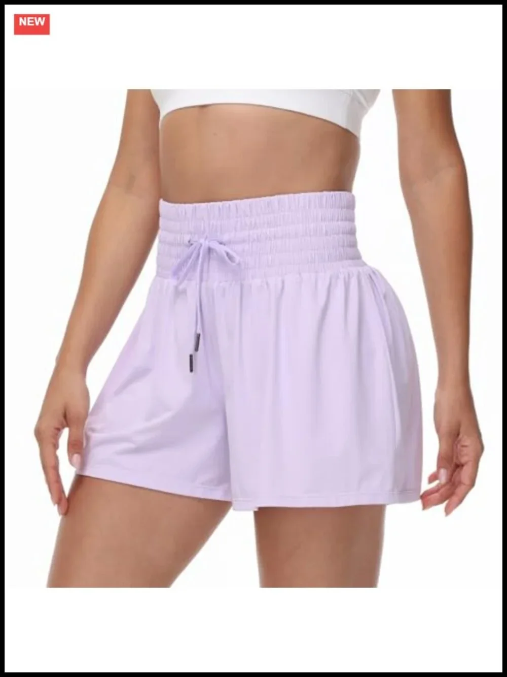 High Waist Athletic Skort with Pockets Flowy Double Layer Running Shorts